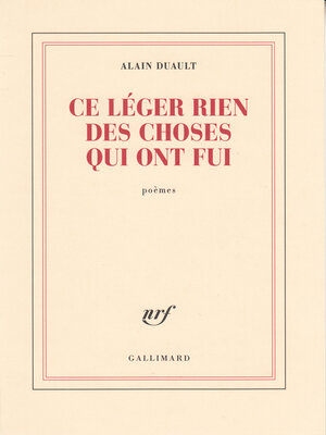 cover image of Ce léger rien des choses qui ont fui